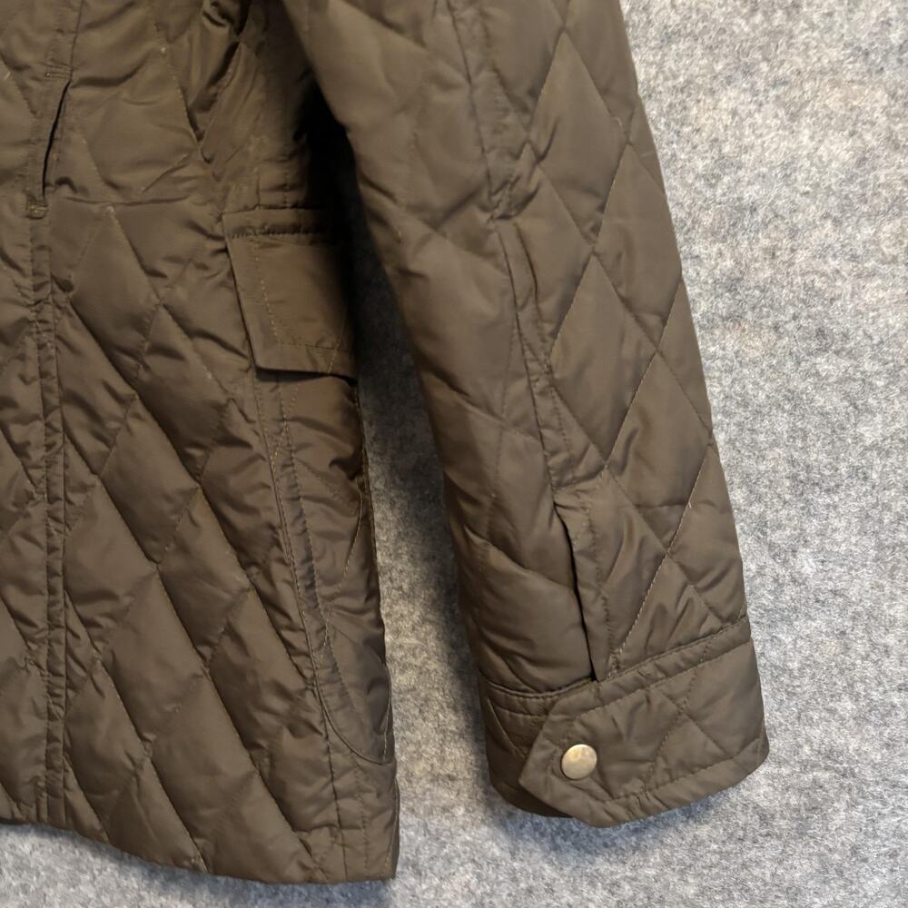 J Crew Jacket Womens Size Medium Green Quilted Down Snap Pockets Mid Length Coat - Picture 8 of 14